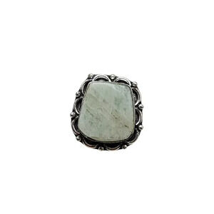 Estate Pale Green Stone Silver-Tone Ring